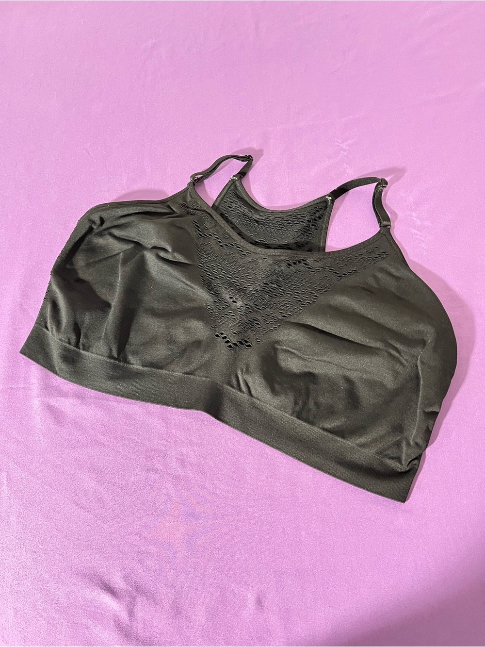 Cacique Black Lace-Accented Seamless Bralette